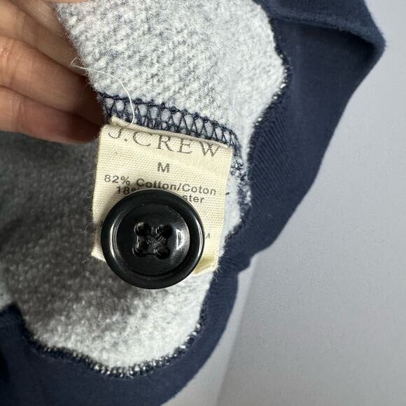 J Crew Mens Cowl Neck Cardigan Jacket Blue Elbow Patch Knit Blue Medium - Picture 10 of 10